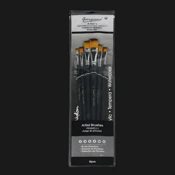 아크릴붓 6개 유화붓 브러시세트 아크릴 물분 색연필 나일론 국다용도 그림브러쉬 블루 둥근헤드, T03-클래식블랙 플랫헤드