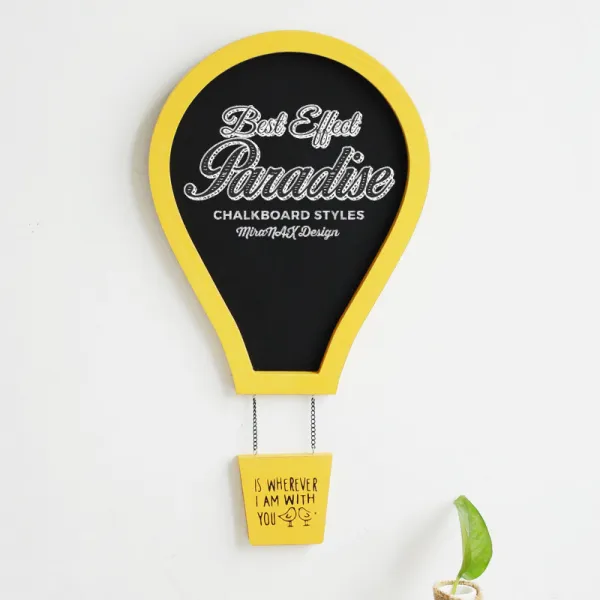 마리앤코 아메카지스타일 클래식 컬러 열기구 낙하산 성질 칠판 벽면 슬드거치대 벽장식장식품 엘로우 노랑풍선 칠판