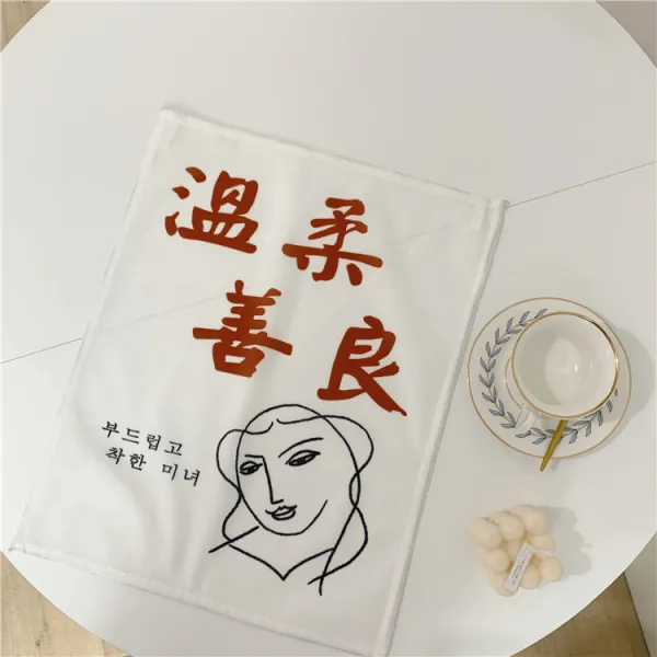Dfmei 복고풍은 덕담을 의미합니다. 벽걸이 담요 배경 천 홈웨어 배경 장식.천 Ins 벽장식 Dfmei부드럽다착하다걸다 35*46cm