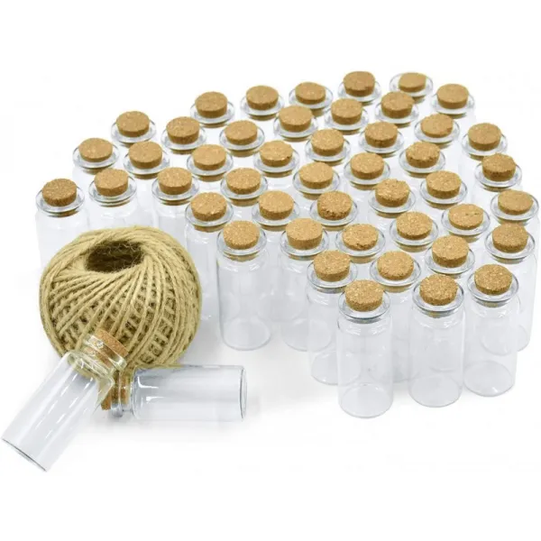 랑데폴 48 미니 병 유리 코르크 코르크 10 Ml 웨딩 호의 라벤더 카드 모래 구슬 액체 향신료 바이알 병