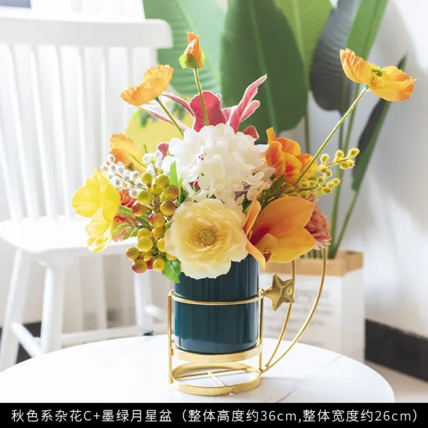 May.26 220번 북유럽 아사화 프리미엄 조화 조화 아날로그 꽃놀이객 g홀 티 테이블 꽃장식 조화Z, 가을빛 잡 화 C + 먹 록 월 별 화분