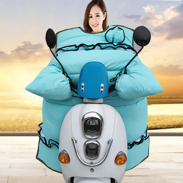 배달 오토바이 워머 바람막이 전기차 바람막이 오토바이 방한 자전거 무릎 보호 겨울 전동차 전, 소라색[호화색]의 폭이 넓어지다】