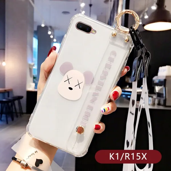 하나 OPPOA9 핸드폰케이스 A7X 투명실리콘 고무호스 R15X 망조 사랑하트 곰돌이 K1 걸개 밧줄 유터케이스