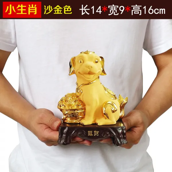 와이유 말소품 12생쇼상조소우호랑구렁이마양원숭이닭돼지속상풍수가 거실장, 소생쇼우지골드14*9*16CM