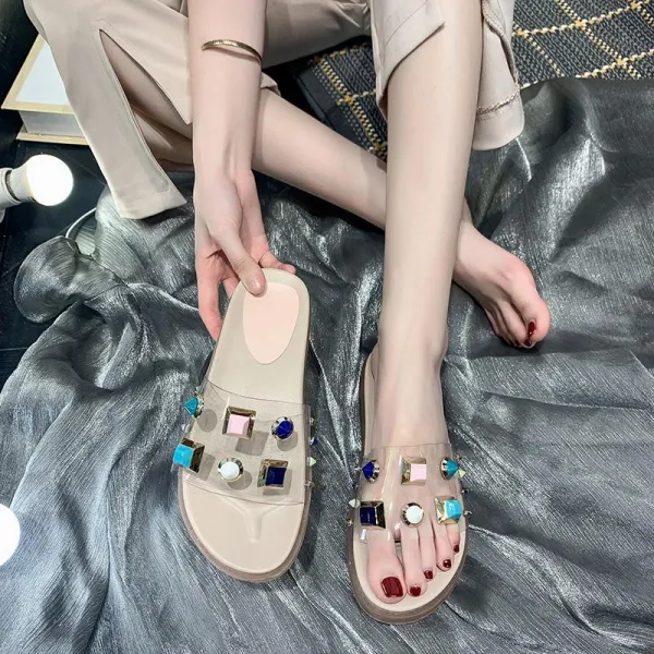 빅피플 통굽슬리퍼 큐빅 Sb002 여자 빅사이즈 슬리퍼 일자