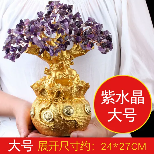 공예품 오렌지크리스탈 파키라 소품 재목 가구 술장 장식품 거실 인테리어 돈줄 T07 자수정 라지 비휴 돈줄