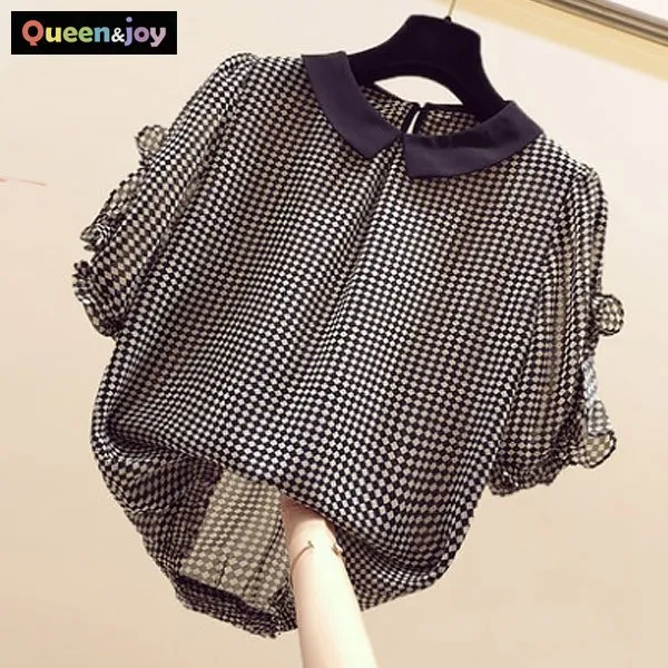 퀸앤조이 블랙 카라넥 쉬폰 블라우스***판매자 SSK무역***