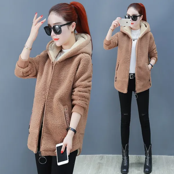 PVN187214기모가 더해진 램스울 후드 여중 롱 카디건 2019 추동 후드 집업 점퍼