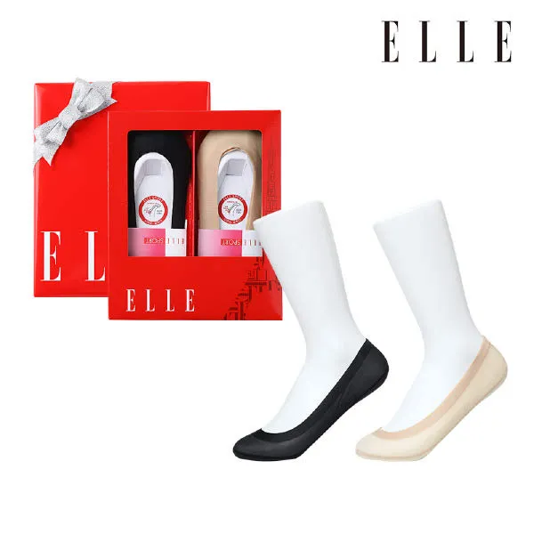  현대백화점 Elle양말 숙녀 나일론 밴드 덧버선 2족세트 Ee21034c Bk Be
