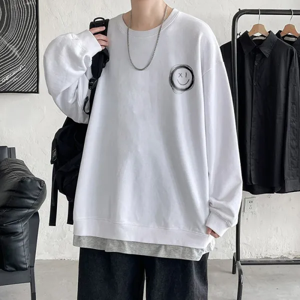 페이크 맨투맨 문한하다 코디 가을 신 커플룩 와이드 루즈핏 라운드넥 3860965598