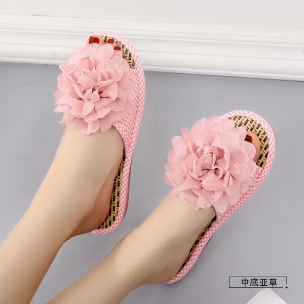 여성 봄 꽃 코사지 슬리퍼 플라워 포인트 사무실 쪼리 실내 거실 실내화 뮬