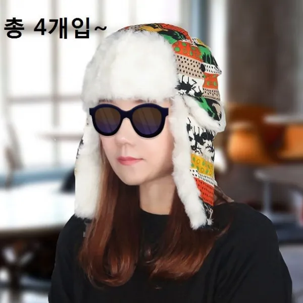 순록패턴 방한군밤모자 6개항공모귀달이