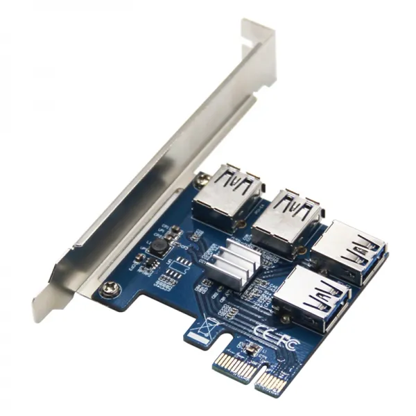 비트 코인 BTC 광부 광업을위한 PCI-E X16 라이저 카드 USB 3.0 HUB에 PCI-E 어댑터 1-4 PCI-E의 X1에 PCI-E, 푸른, 하나