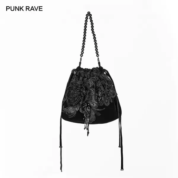펑크 레이브 고딕 로리타 여성의 화려한 레이스 작은 토트 빅토리아 파티 클럽 액세서리 진주 팔찌 장식 캔디 코스프레3016 