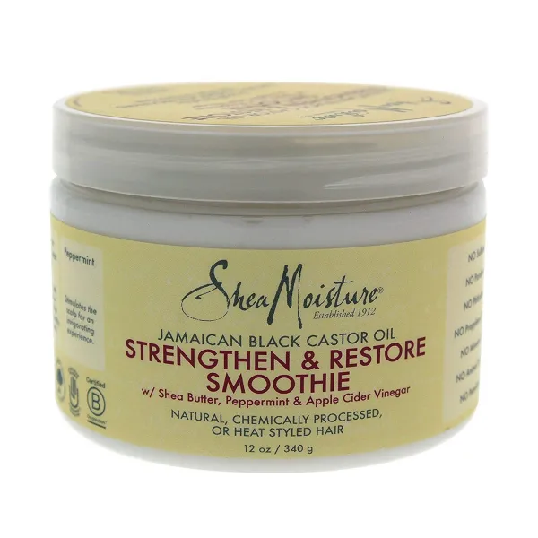 Shea Moisture 자메이칸 블랙 캐스터 오일 스트랭슨 리스토어 스무디 시어 버터 페퍼민트 앤 애플 사이다 비니거, 340g, 1개