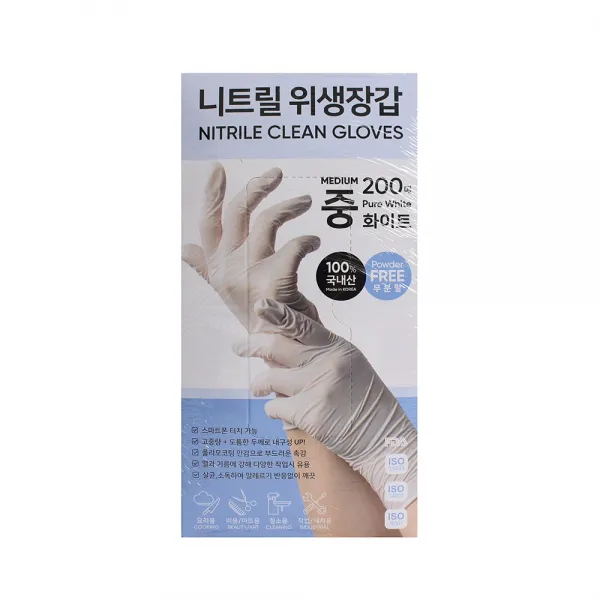 코스트코 고무장갑 연구소 러버랩 니트릴 라텍스 100% 국내산 무분말 다목적 다용도 요리장갑 / 위생장갑 화이트 중형 M 200매