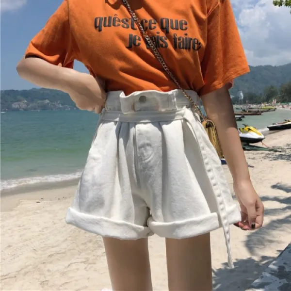 Qterra(특허브랜드) 청 핫팬츠 여름 반바지 와이드반바지 빅사이즈 YY04