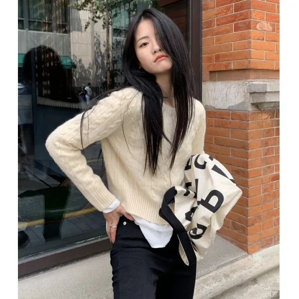 케이에이치마케팅 소인배 칠 하우스 겨울 가을 클래식 와이드 루즈핏 인싸템 싱글 버튼 숏 꽈배기트 여성