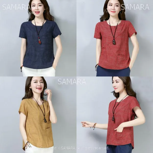 Qterra 특허브랜드 상의 엄마옷 티셔츠 중년여성 린넨 스타일 마 스타일