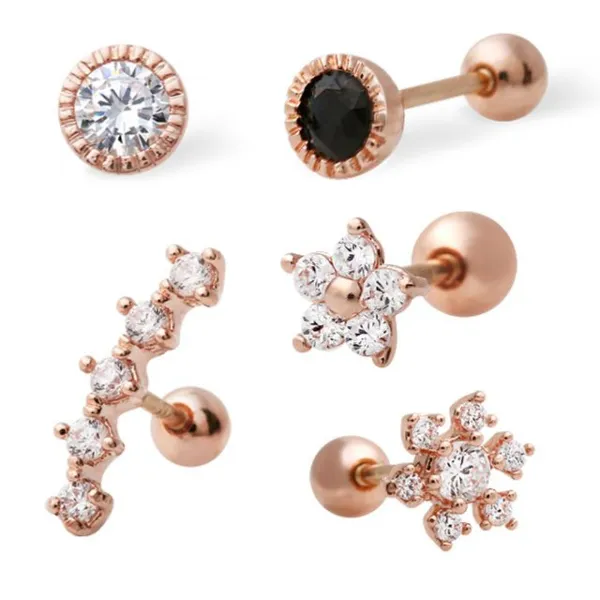 Ha무배 14k Gold Pin 꽃망울 피어싱 골드핀 택1 // 선물 큐빅 골드 1개 기본값 상품선택+선택 01_ms390_한쪽