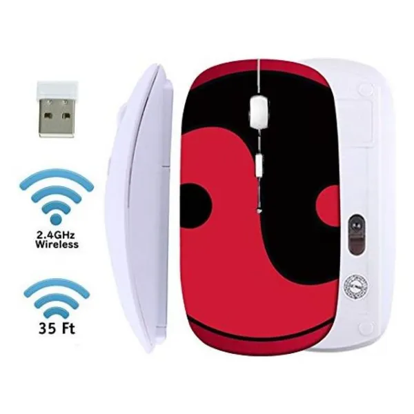 MSD 무선 마우스 흰색 기본 여행 2.4G 무선 마우스 USB 수신기 무소음 및 자동 클릭 1000 DPI 노트북 PC 노트북 컴퓨터 맥북 조화로운 음양 IM의 동부 상징, 본상품선택, MXADAVapwA _ 호수에서 수영하다 _ 591
