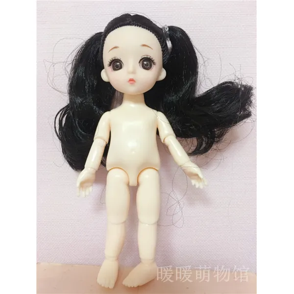 8부 BJD 몽리 3D 진짜 눈 라이크 맹아 풀 가죽 관절 체소꿉놀이 공주, 블랙두갈래로땋은머리누드하이대략16cm~다섯개를사다