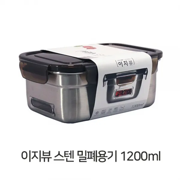 이지뷰 스텐밀폐용기 3호 1200ml 투명창 내용물보임, 단일상품