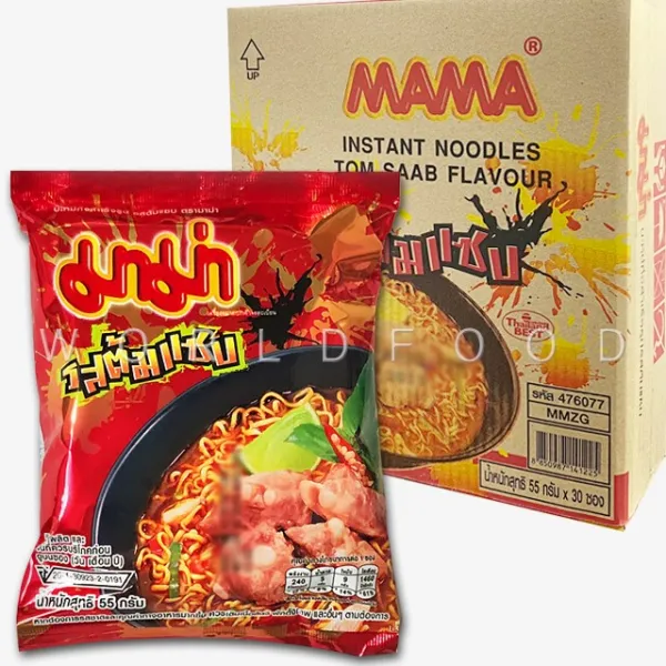 월드푸드 태국 라면 마마 톰삽 똠샙 플레이버 55g, 30개