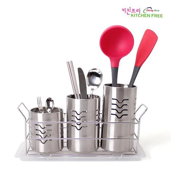 YGX794197키친프리 스텐 다용도통 3p세트 (HJ4178) 수저꽂이 수저통 스텐다용도통, 단일옵션
