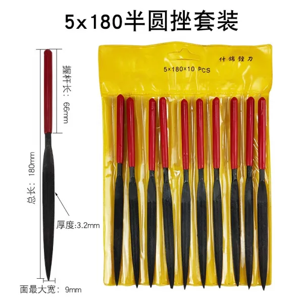 달님(DALNIM) 삼각스케일자 레드 손잡이 갖가지 재료 큐티클니퍼 10 열건이다 플랫 반원 사각줄 샌딩 모형 금속 정형, 5x180 （10 즈 반원줄 ）