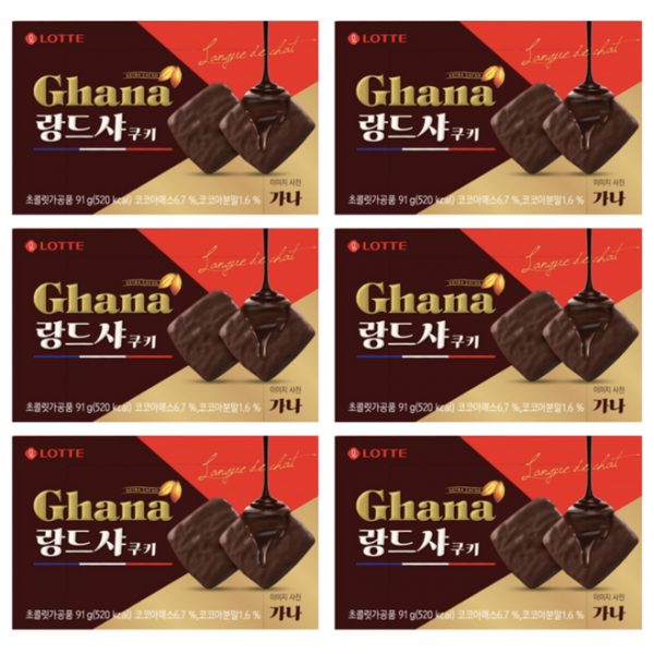 신상과자 롯데 가나(Ghana) 랑드샤쿠키 91g, 6개