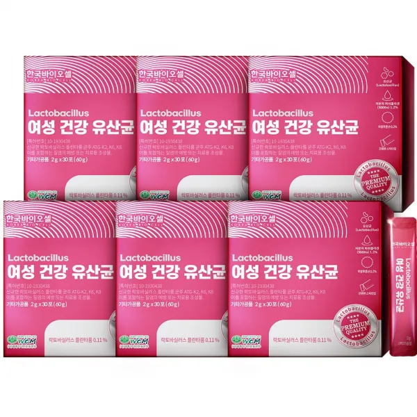 한국바이오셀 여성 건강 유산균, 6개 (6개월분), 180포