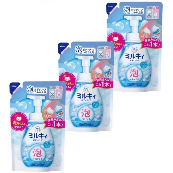 거품이 나온 미루키 보디 로션을 부드럽게 비누의 향기 힐체에 볼일 480ml× 3개 미루키 보디 로션 통판, 1