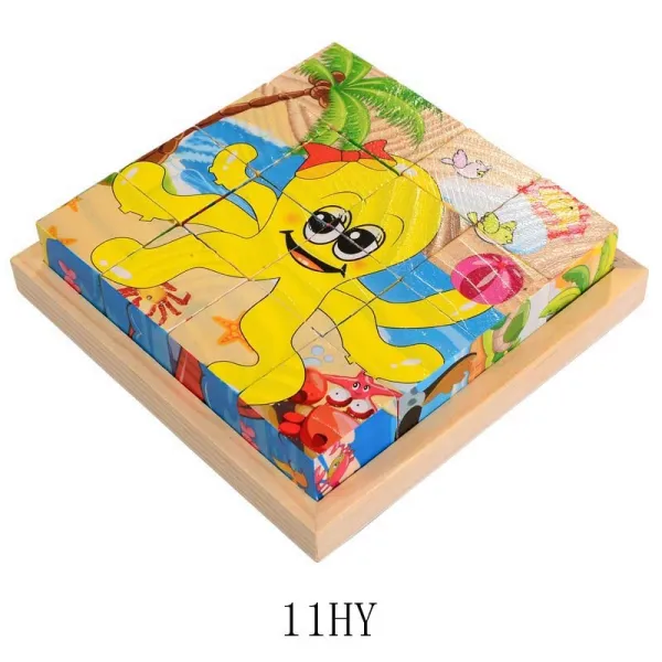 HY 16 알의 목질조각그림 어린아동 3D 립체 6면 그림 3-6세 아기 지능조제 계몽적장난감장난감세트 QH19 A022, 11HY, 1팩