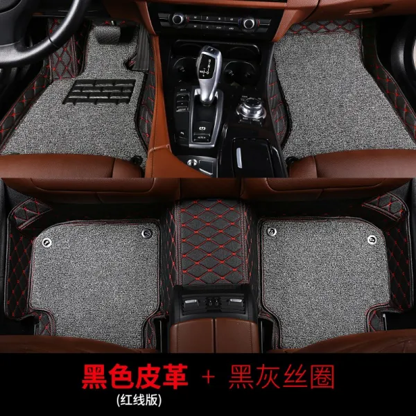 0종 적용 아우디 q2l q2 전용 자동차 발 받침대 전유물 2칸 3칸 실링 카펫식, 더블레이어 풀팩토리 블랙 가죽 그레이