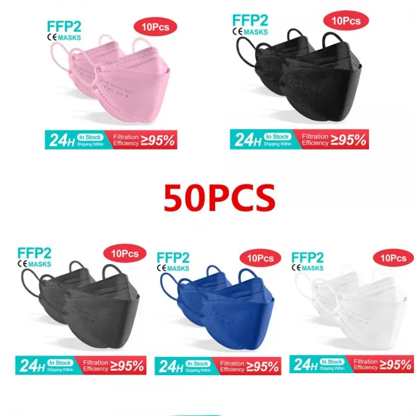 컬러 피쉬 마스카라 FFP2 KN95 마스크 한국 인증 마스카라 fpp2 동질가 호흡기 ffp2mask ce 재사용 가능한 마스크 마스크, mixed color 50pcs_20