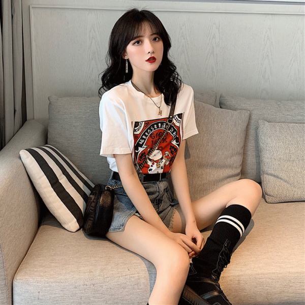 화이트 T여성 디자인 감각 보이핏 볼륨 늦바람 상품 여름 커플 봄옷