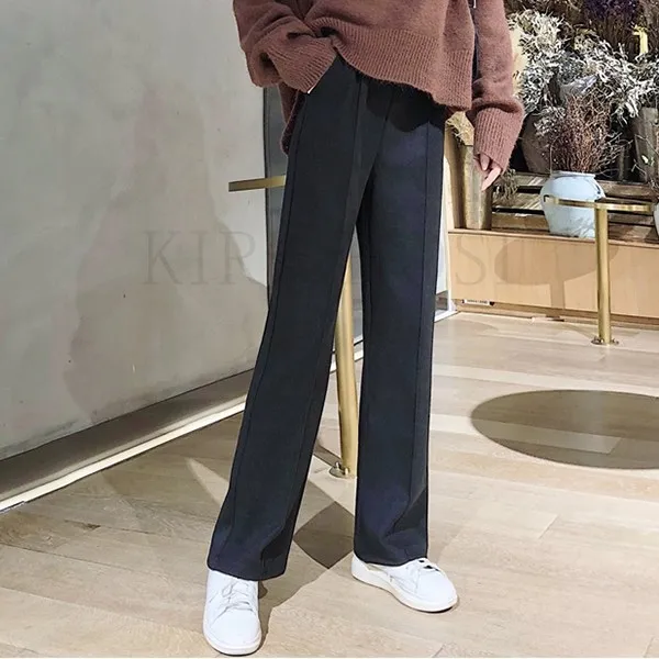 Kirahosi 여성 모직 바지 배기 팬츠 와이드 캐주얼 모직 통바지 68호+덧신증정 A913ljx