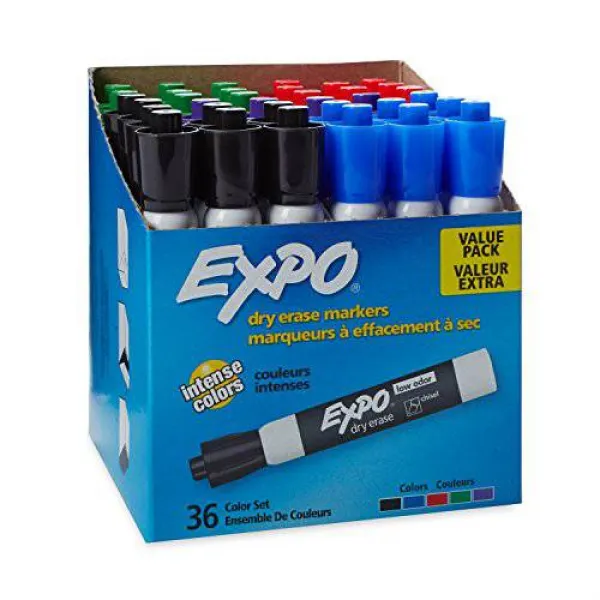 엑스포 낮은 냄새 건조 지우기 마커 치즐 팁 모듬 36 카운트 EXPO Low O, 222 10022478925, 111 10022478925