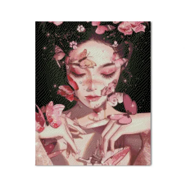 아디코 LED 보석 십자수 DIY 40 x 50 cm, 나비와 여인(LB49), 1개