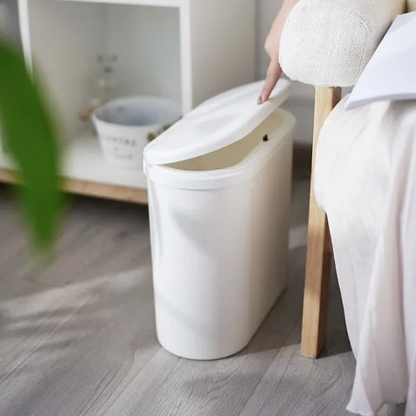 인테리어 손색없는 온나 원터치 슬림 휴지통 쓰레기통, 1개, 베이지