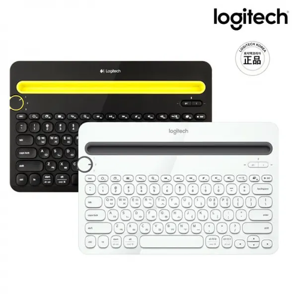 로지텍코리아 정품 K480 무선 블루투스 키보드 + 투명 키스킨 세트 한글각인 자판 2가지 색상, 화이트