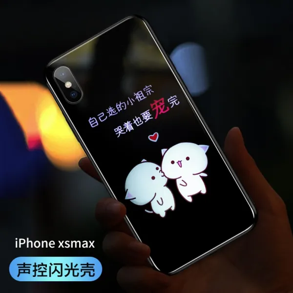 사과폰 X핸드폰케이스 소리제어 발광함 IPHON 틱톡 같은스타일 XSMAS 착신 번개 XS 충격흡수 X여성 8PLUS 커플