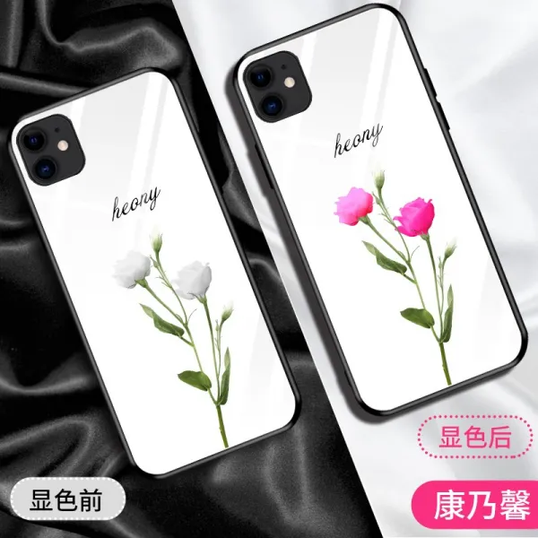사과폰 11PRO 핸드폰케이스 만나다 반들 변색 유리거울 면 IPHONE11MAX 초슬림 하드케이스 INS 무드 인싸템