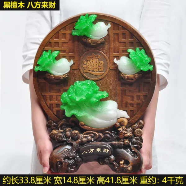 각처에서 재물과 옥이 오다 화이트 야채 마네키 사무실 거실 이사 새집 가게 개업 비지니스 기프트, 41CM 각처에서 재물과 비취옥이 오
