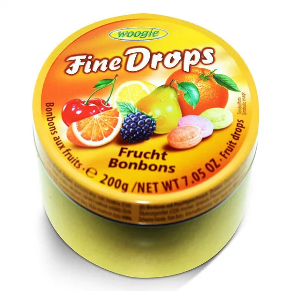 Woogie German Fine Drops Sanded Mix fruits Candy Tin 200gr (FrÃ¼chtemixgeschmack) (3 pcs), 1