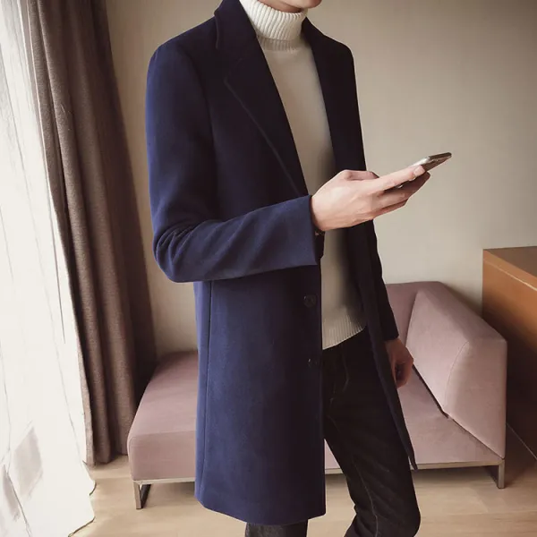 남자코트 가을겨울용 모직 코트 남성하프코트 모직물 자켓 바람막이옷 젊은느낌 긴팔 옷 C10 곤색
