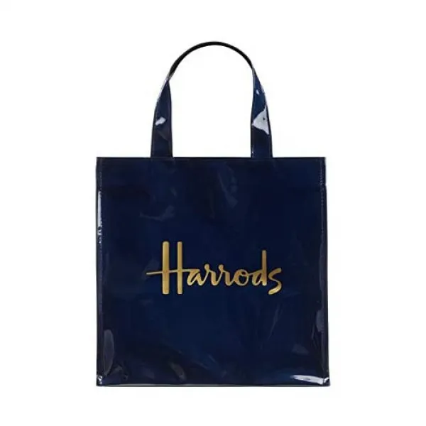 Harrods 할로 즈 정규품 Pvc 토트 백 Logo Shopper Bag 네이비감안감 첨부 졸업 입학