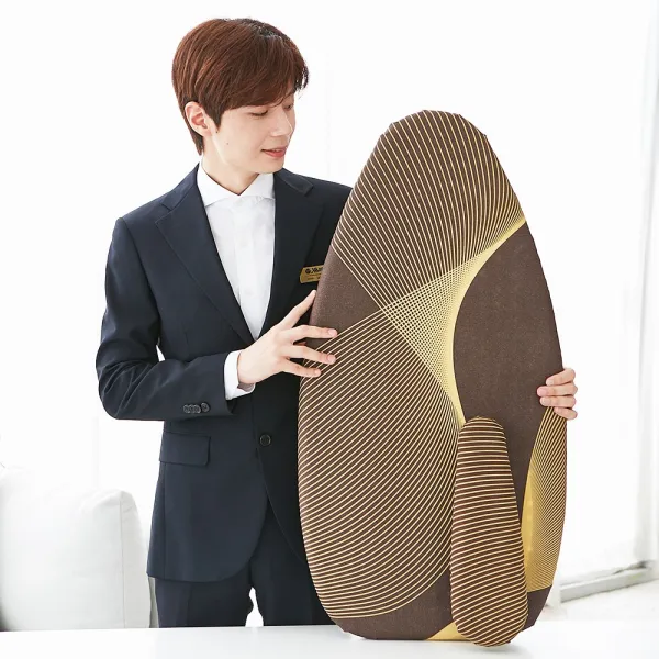  한주통상 알루미늄 코팅커버 좌식다리미판 특대형 소매판+다리미 받침대 골드브라운 C 1개