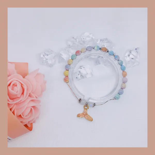 하이킹영 청 정 오리지널제작 본 아라 산이다 아게이트 무지개 색상 석 크리스탈 머메이드 염주 여성